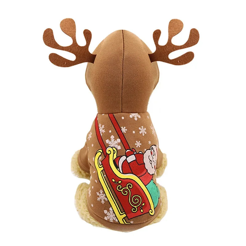 Christmas Sphynx Cat Hooded Sweater Winter Warm Pet Costume for Cats Gotas Katten Garfield Clothes Sweatshirt mascotas Clothing