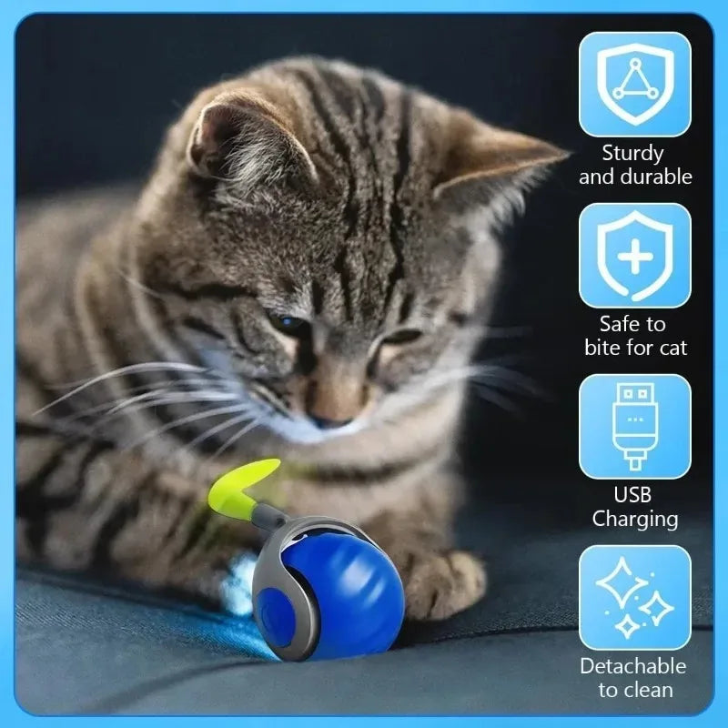 New Cat Interactive Ball ToyFaux Tail Smart Pet Electric Toy Dog Cat Training Imitate Mouse for Pet Play Automatic Rolling Ball