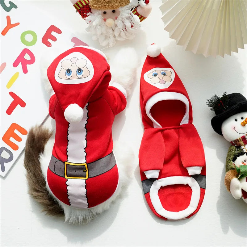 Christmas Sphynx Cat Hooded Sweater Winter Warm Pet Costume for Cats Gotas Katten Garfield Clothes Sweatshirt mascotas Clothing