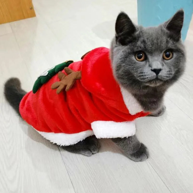 Christmas Sphynx Cat Hooded Sweater Winter Warm Pet Costume for Cats Gotas Katten Garfield Clothes Sweatshirt mascotas Clothing