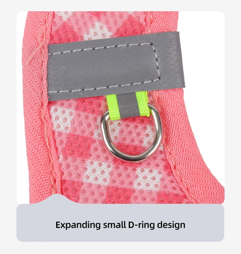 Checked Harness Small Medium-Sized Dog Cat Reflective Breathable Dog Lead Teddy Step In Bichon Pet Walking Harness Leash Rope