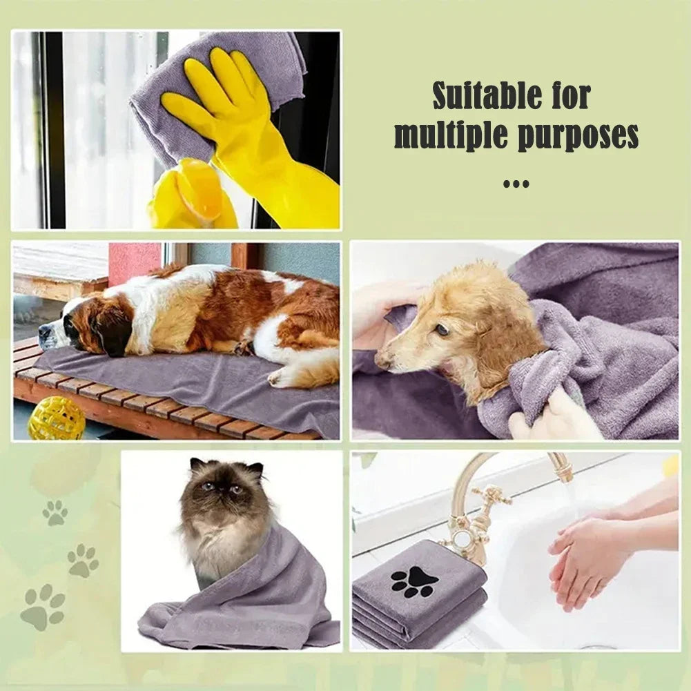 Microfiber Pet Bath Towel Embroidered Super Soft Absorbent Cat for Dogs Grooming Supplies 35*75cm/50*100cm