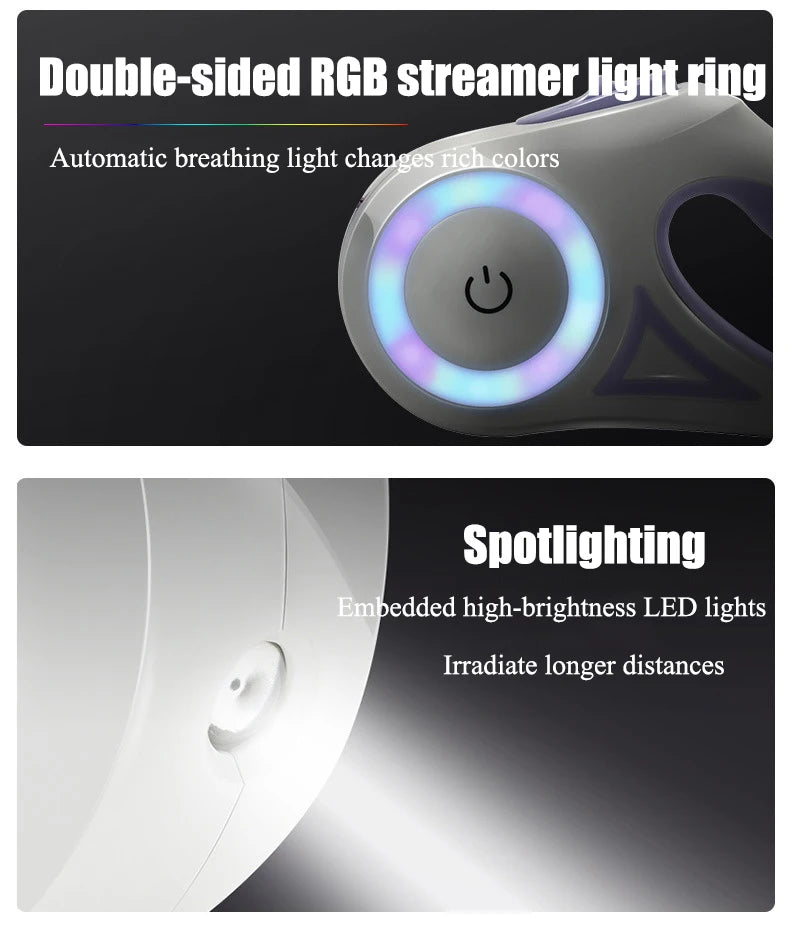 LED Luminous Dog Leash Automatic Retractable Leash for Medium Dogs Outdoor Small Pet Traction Rope Dog Accessories Pet Supplies