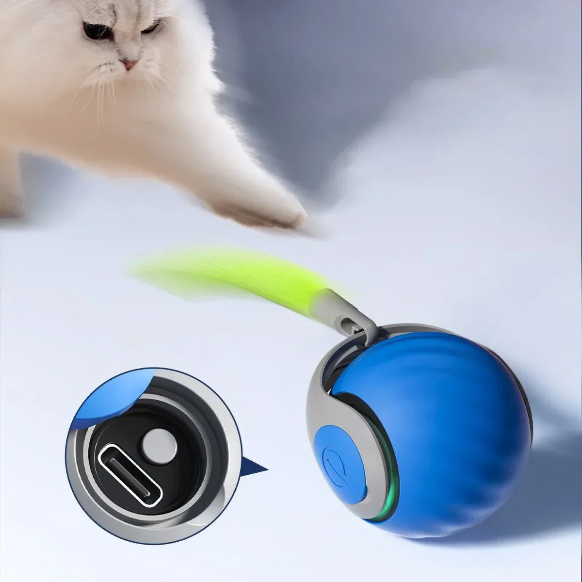 New Cat Interactive Ball ToyFaux Tail Smart Pet Electric Toy Dog Cat Training Imitate Mouse for Pet Play Automatic Rolling Ball