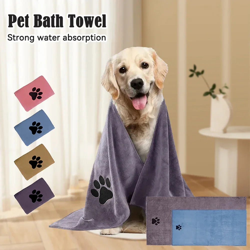 Microfiber Pet Bath Towel Embroidered Super Soft Absorbent Cat for Dogs Grooming Supplies 35*75cm/50*100cm